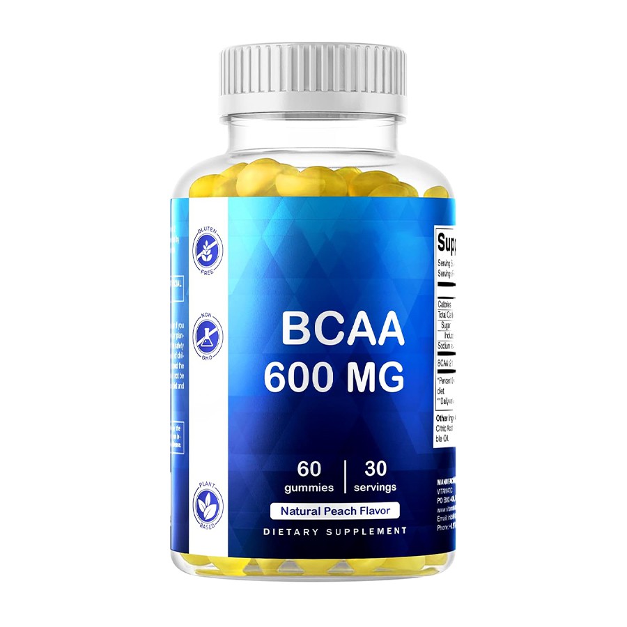 BCAA 600 mg uztura gumiju dabiskā muskuļu atjaunošanās un enerģijas atbalsts aktīvam dzīvesveidam